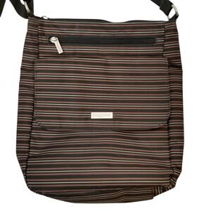 Baggallini Women's Black Brown Striped Crossbody Shoulder Bag